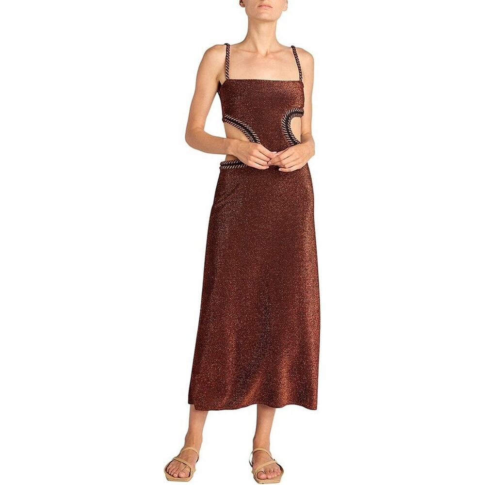 Johanna Ortiz Fabulous Festival Midi Dress - XS Bronze Metallic Cut Out - Picture 6 of 6